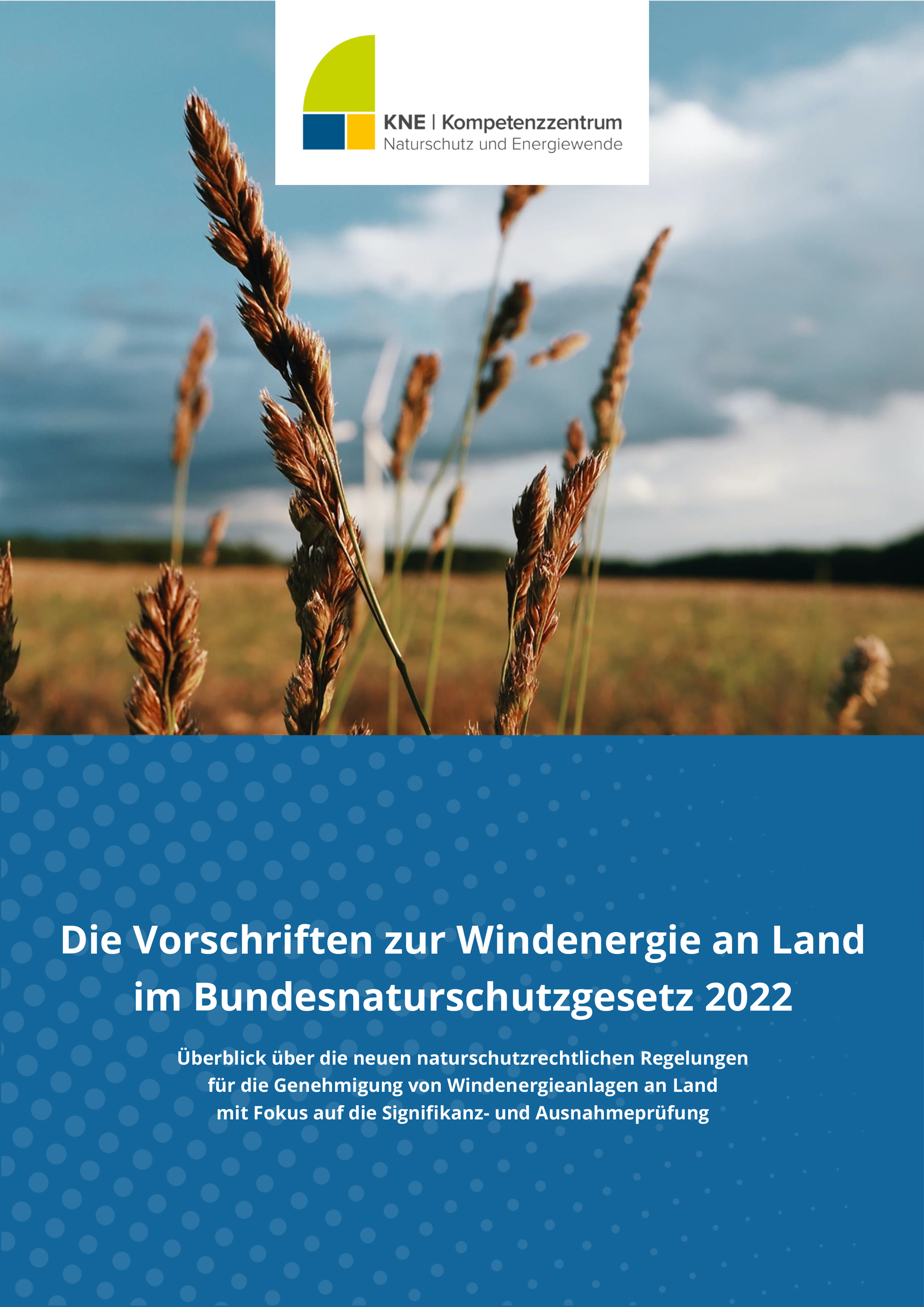 Titelblatt Publiaktion KNE-Die-Vorschriften-zur-Windenergie-an-Land-2022