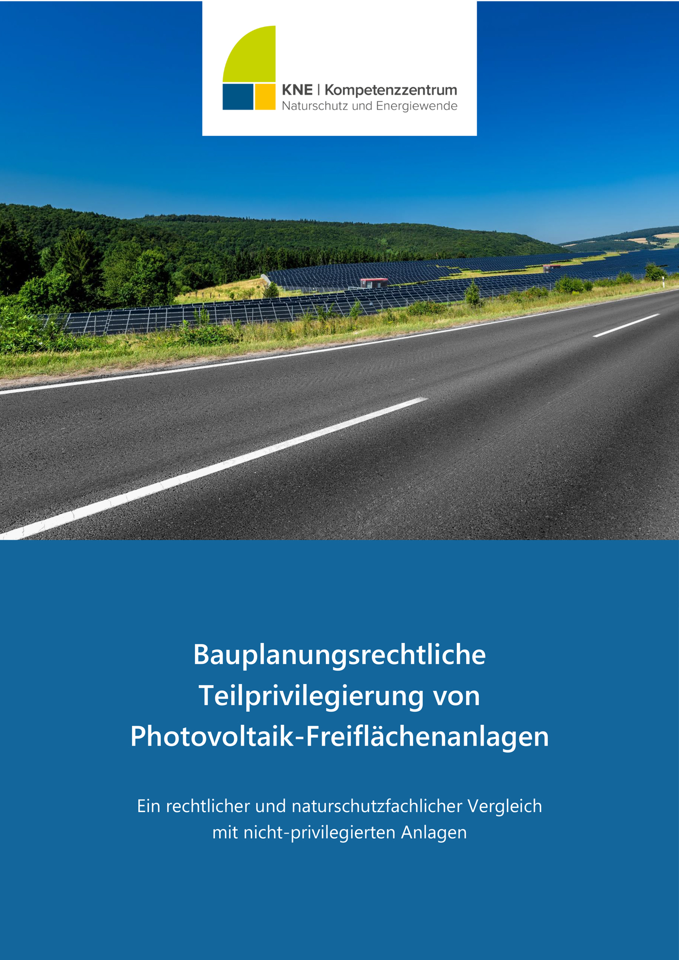 Titelblatt einer Publikation mit Straße und Solarpark